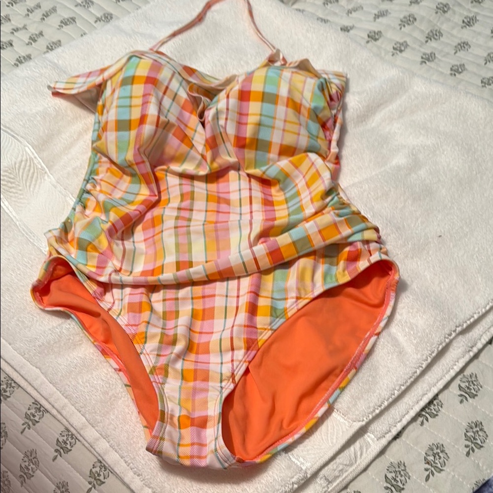Colorful Plaid One-Piece Swimsuit